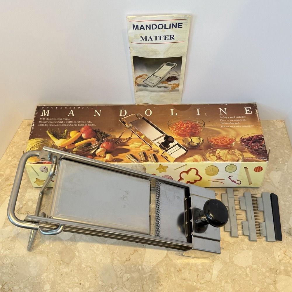 MAFTER Mandoline 44595 Stainless Steel w/ 3mm 5mm 10mm Blades & Pusher